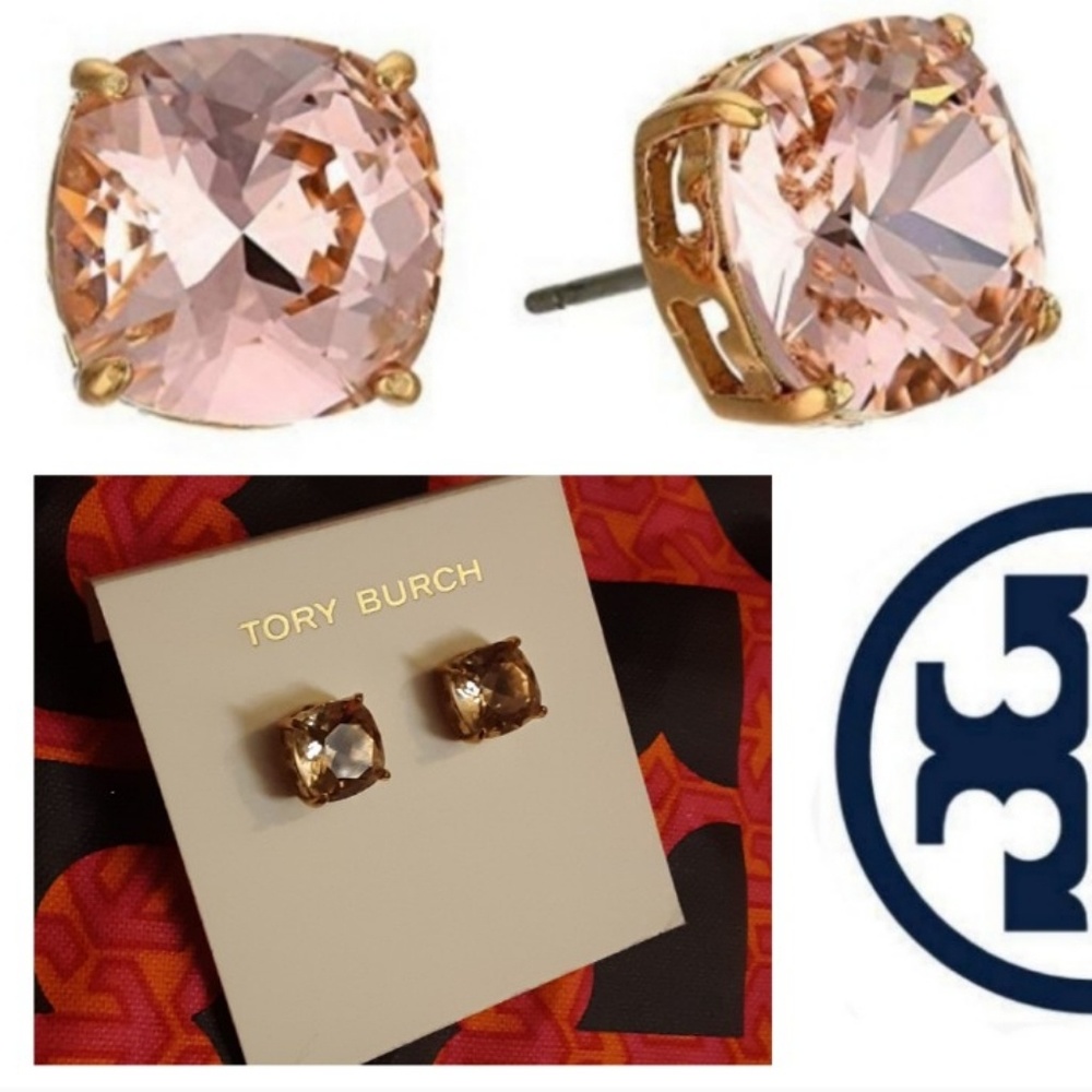 New! Tory Burch Rose Gold Crystal Studs!